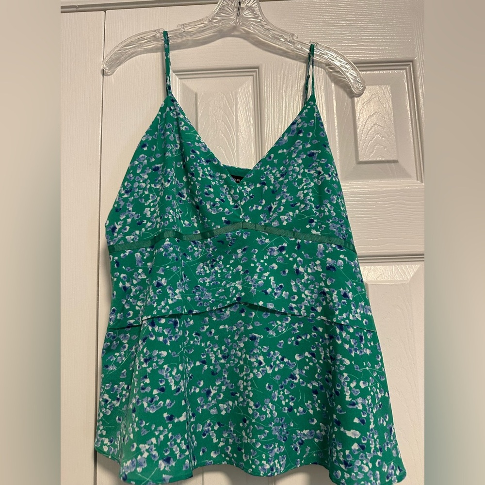 Banana Republic Green Floral Spaghetti Strap Top size 10